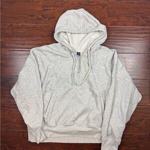 Old Navy Light Grey Cropped Oversized Hoodie, XXL Tall, Cotton Workout Hoodie